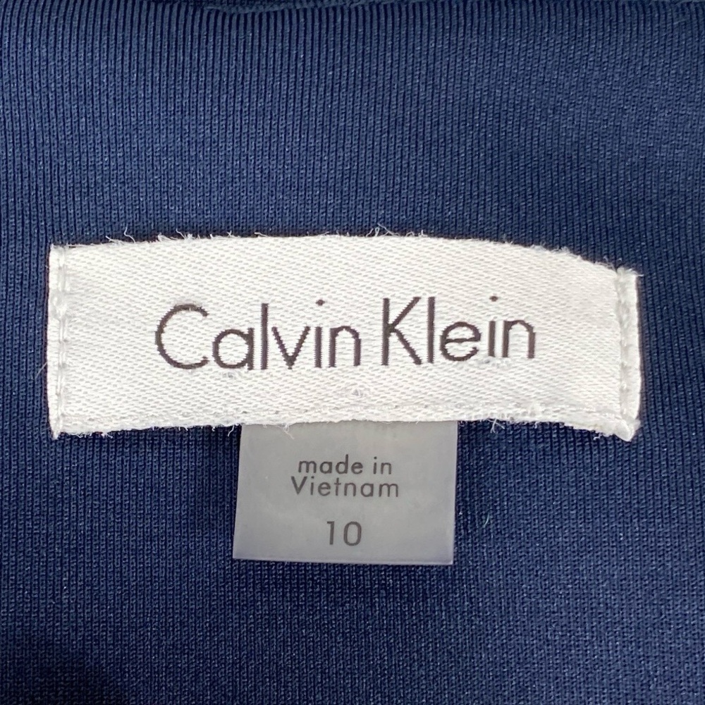 Calvin Klein Navy Blue Side Pleated Classic Sleeveless Midi BodyCon Sheath Dress - Picture 14 of 16